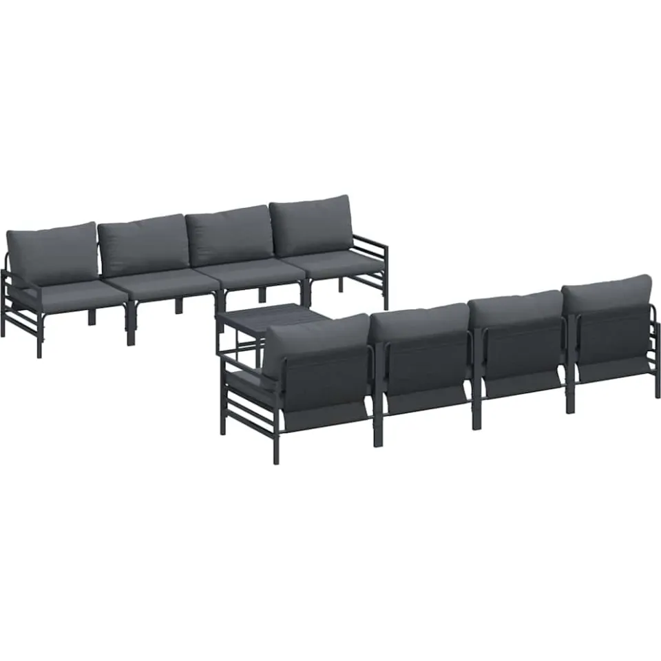 vidaXL Tuinbankenset 9 st Zwart Staal Anthraciet