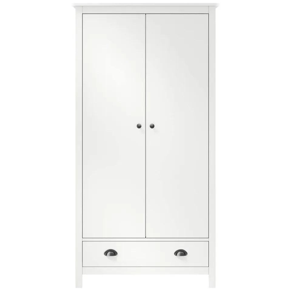 vidaXL Kledingkast Hill 2 deuren 89x50x170 cm massief grenenhout wit, foto 2