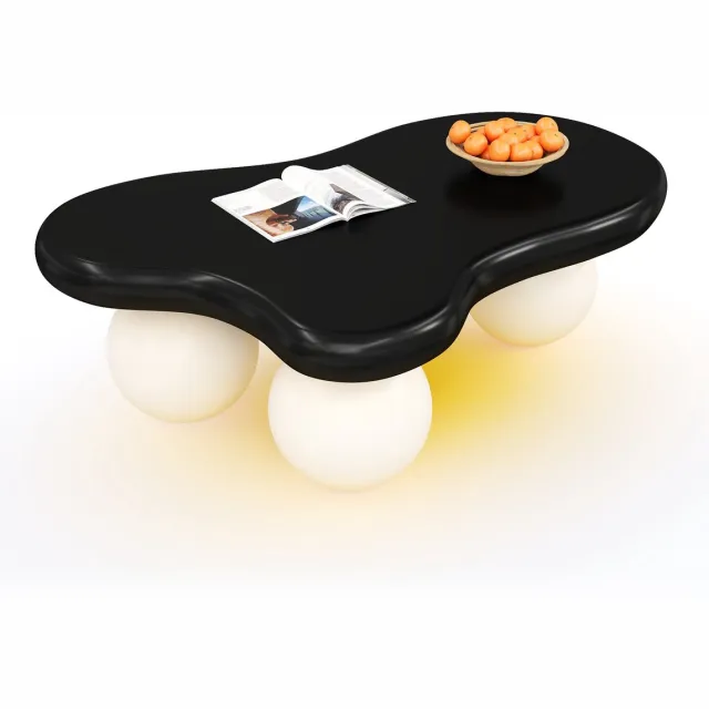 Clruro Salontafel - Wolkvorm - Wolkvorm en LED 16 Kleuren - Stijlvol Modern Design - MDF - Wit Zwart, Wit
