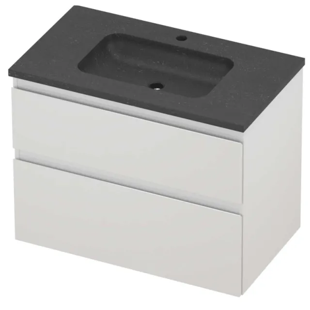 Proline Rollo Badmeubelset Hardsteen Elegant 1 Kraangat 80x46x62 cm Blue Stone Glans Wit