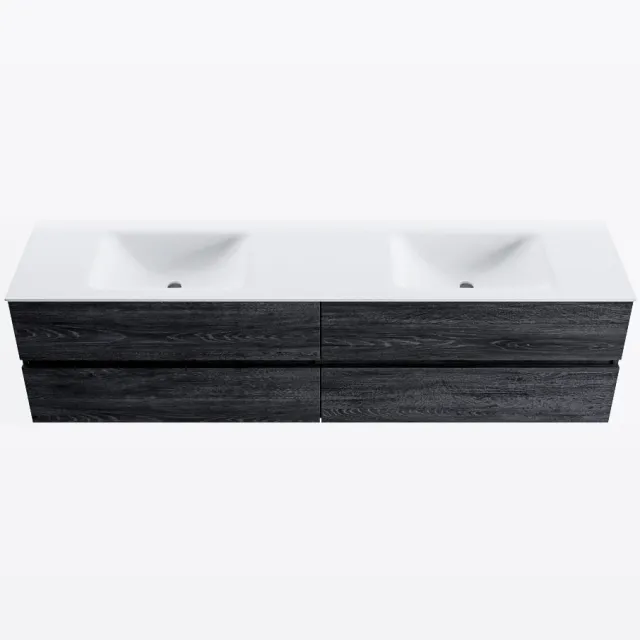 Mondiaz VICA 190cm badmeubel onderkast Antracite 4 lades. Wastafel CLOUD dubbel 2 kraangaten, kleur Talc.