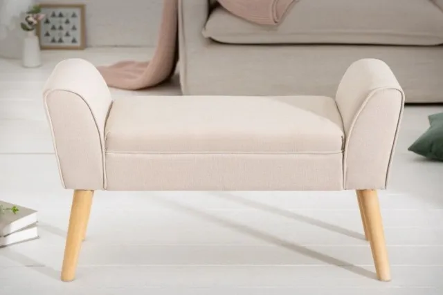 Invicta Interior Elegante bank SCARLETT 90cm beige met armleuningen - 40407 Zie omschrijving