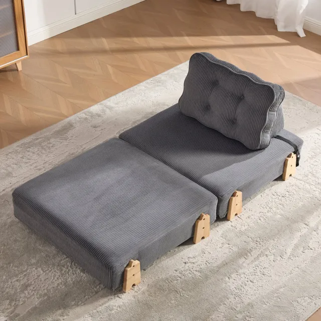 MODFU Fauteuil - Klapbaar - Scandinavisch - Donkergrijs - Hout - 90 Cm