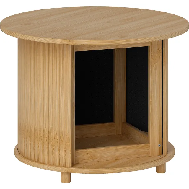 CHICFURN Salontafel - Verborgen opbergruimte - Rond - Naturel Naturel hout