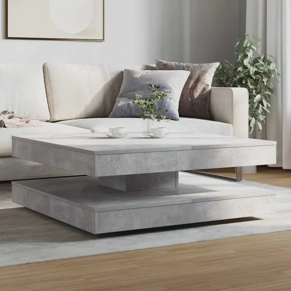 vidaXL Salontafel 360 graden draaibaar 90x90x34,5 cm betongrijs grijs, foto 2