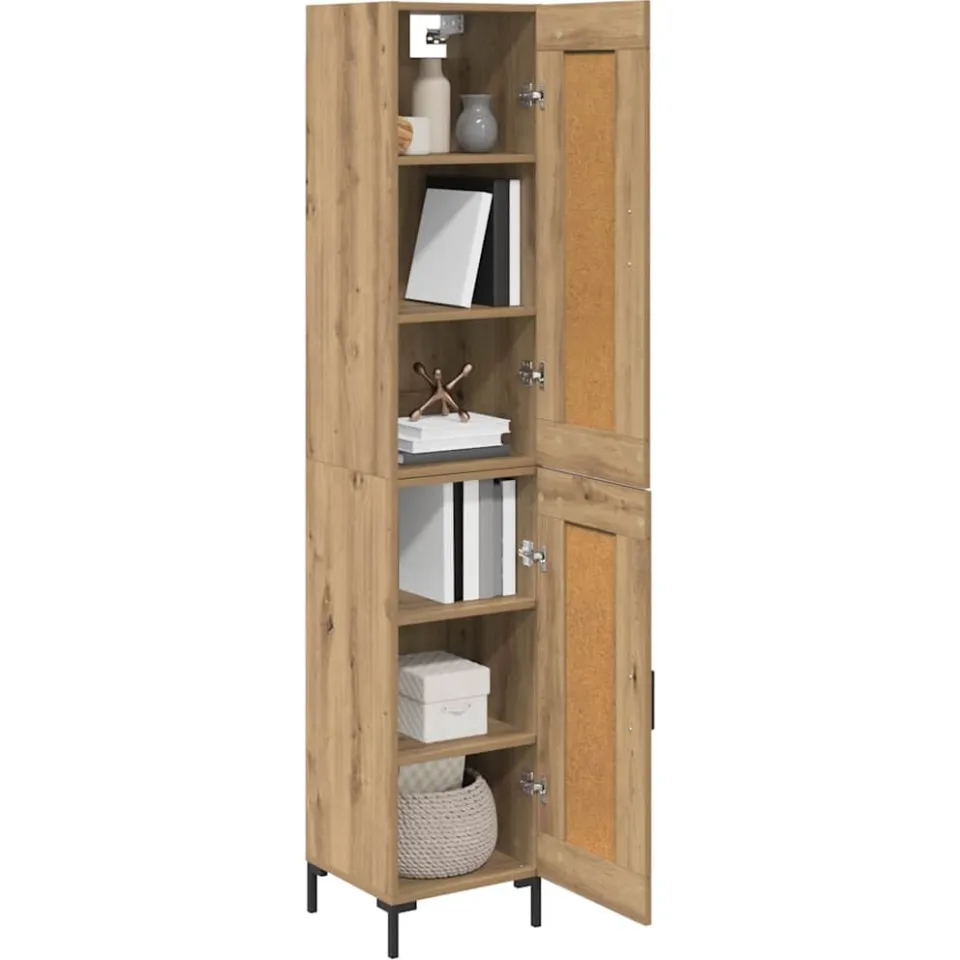 vidaXL Highboard Artisan Eiken 34,5 x 34 x 180 cm Bewerkt hout Bruin