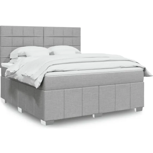 vidaXL Boxspring met matras stof lichtgrijs 180x200 cm grijs