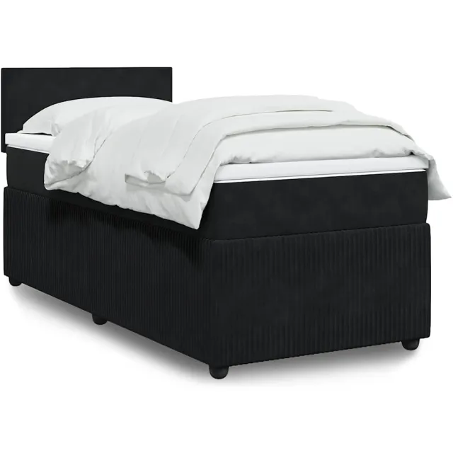 vidaXL Boxspring met matras fluweel zwart 100x200 cm
