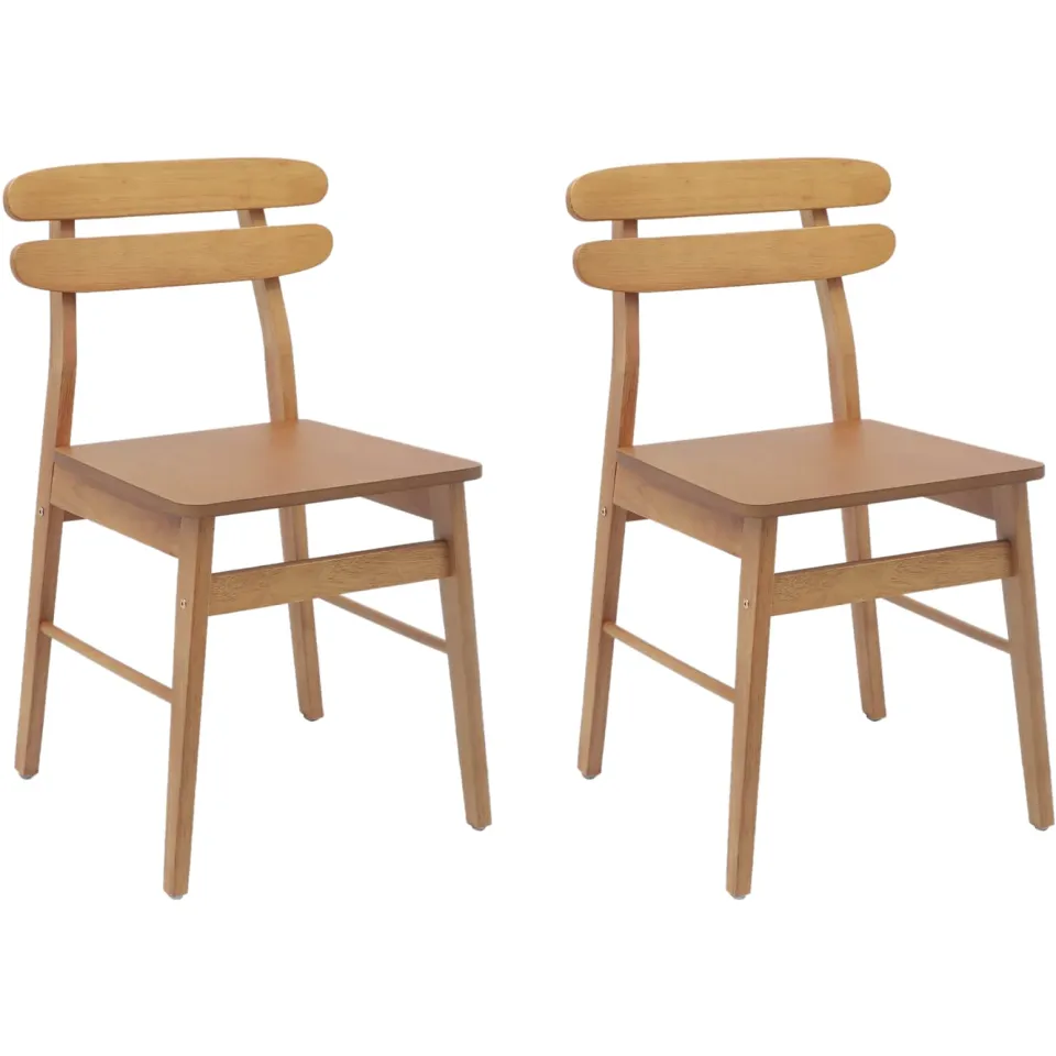 vidaXL Eetkamerstoel 2 st Massief Rubberhout Naturel Bruin