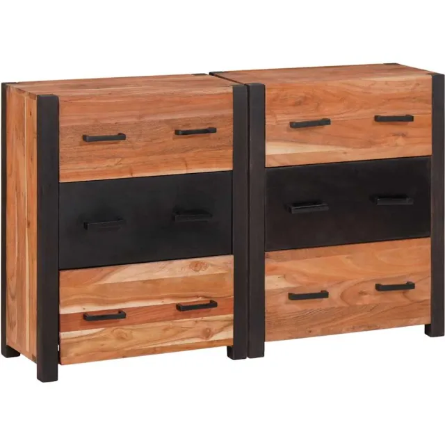 vidaXL Dressoir 3 st Bruin 110 x 30 x 75 cm Massief Acaciahout