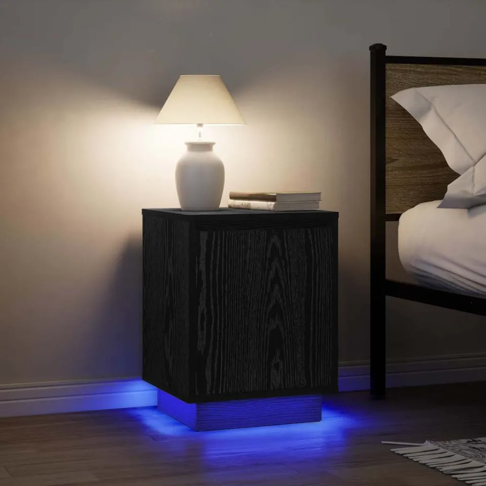 vidaXL Nachtkastje met LED-verlichting 38x34x50 cm zwart, foto 4