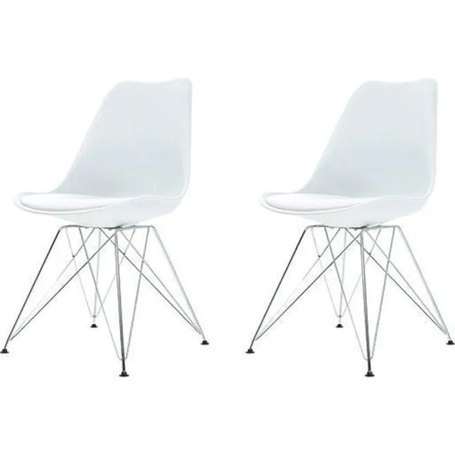 Essence Metal Stoel wit - Chroom onderstel - Set van 2