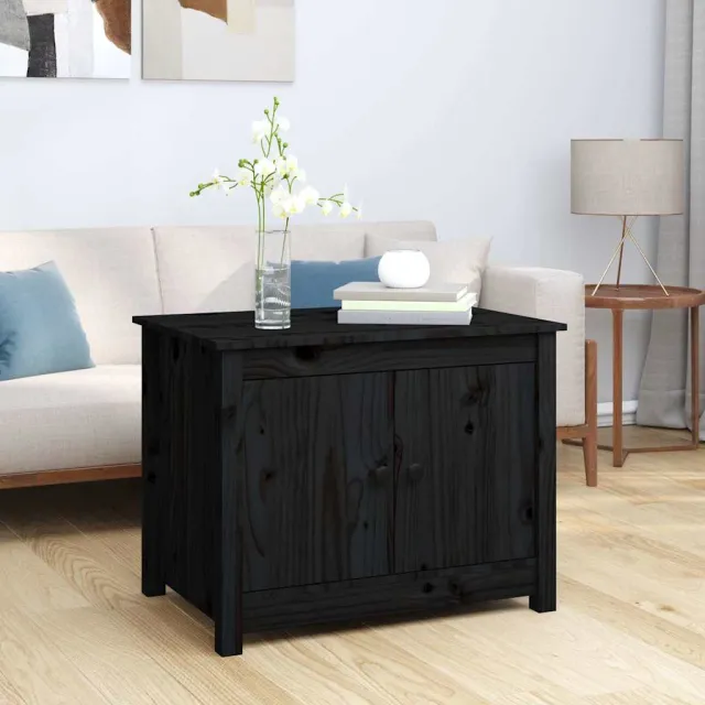 vidaXL Salontafel 71x49x55 cm massief grenenhout zwart, foto 2