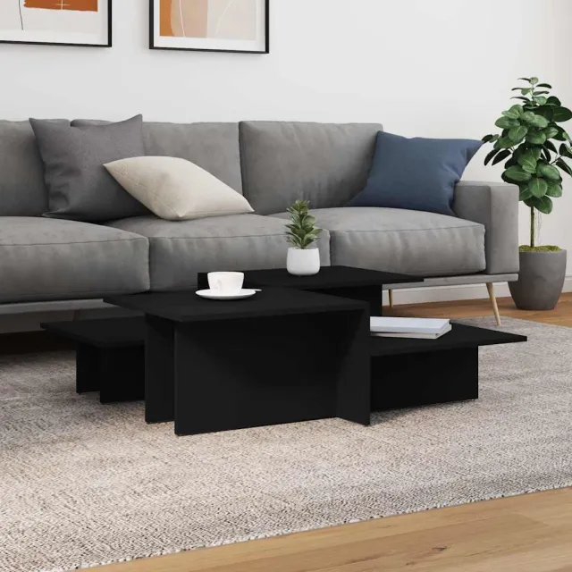 vidaXL Salontafels 2 st bewerkt hout zwart, foto 2