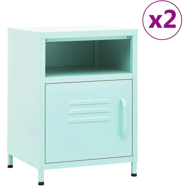 vidaXL Nachtkastjes 2 st 35x35x51 cm staal mintkleurig, foto 2