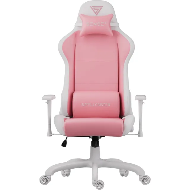 SENSE7 Spellcaster FUKU PU - Ergonomische Gaming Stoel - Bureaustoel Stof & Eco-Leer - Tot 120kg - Wit/Roze