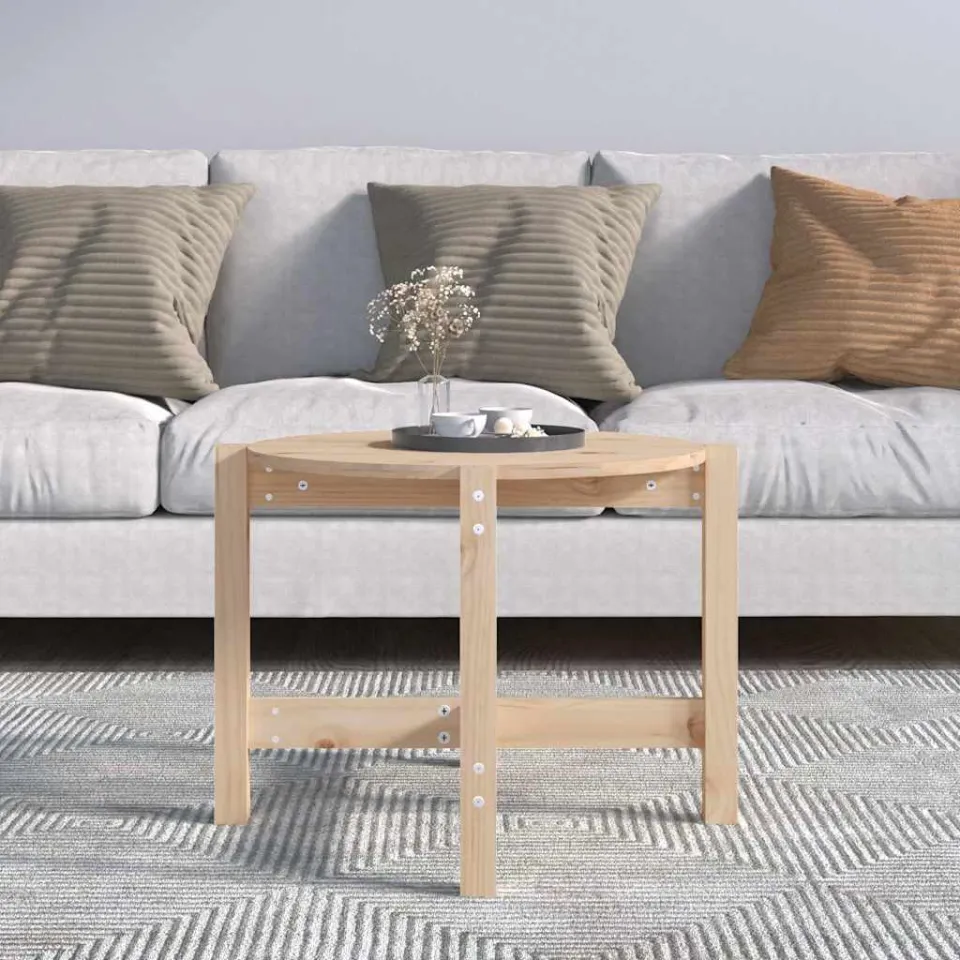 vidaXL Salontafel Ø 62,5x45 cm massief grenenhout bruin, foto 3