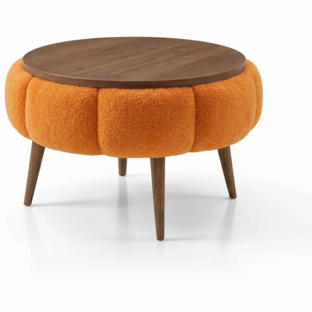 Skye Decor Papatya 60 – Salontafel – Oranje/Walnoot – Ø60 x 44 cm