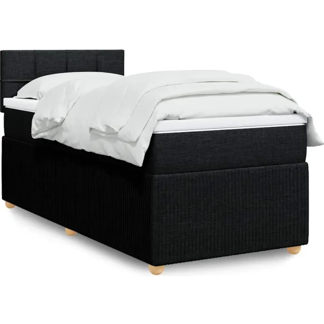 vidaXL Boxspring met matras stof zwart 90x200 cm