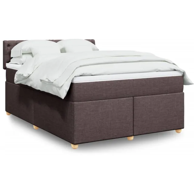 vidaXL Boxspring met matras stof donkerbruin 160x200 cm bruin