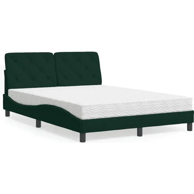 vidaXL Bed met matras fluweel donkergroen 120x200 cm