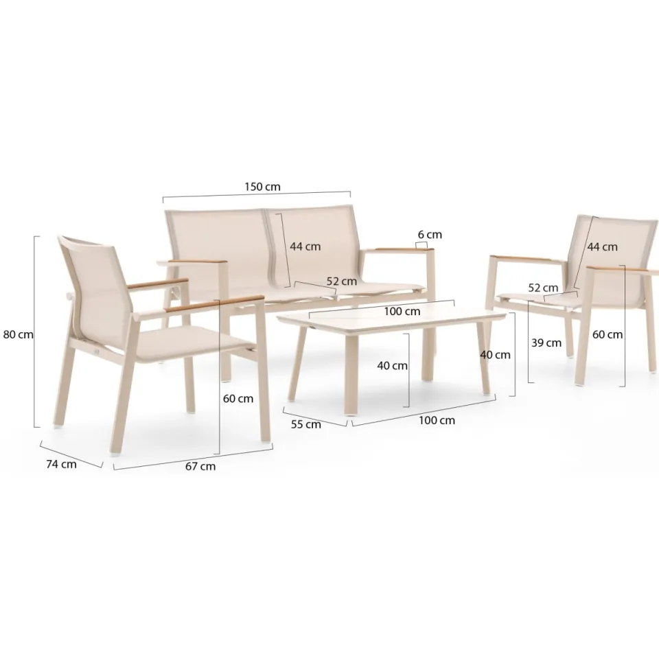 Forza Furniture Forza Asmonte stoel-bank loungeset 4-delig wit, foto 2