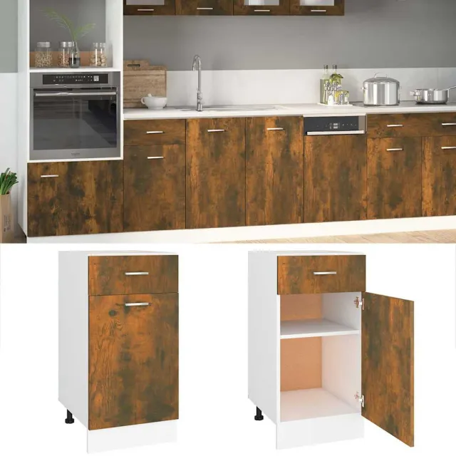 vidaXL Onderkast met lade Lyon 40x46x81,5 cm bewerkt hout gerookt eiken Bruin
