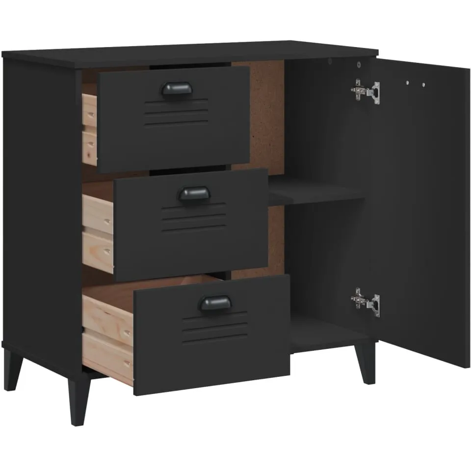 vidaXL Dressoir VIKEN 80x40x80 cm bewerkt hout zwart, foto 4