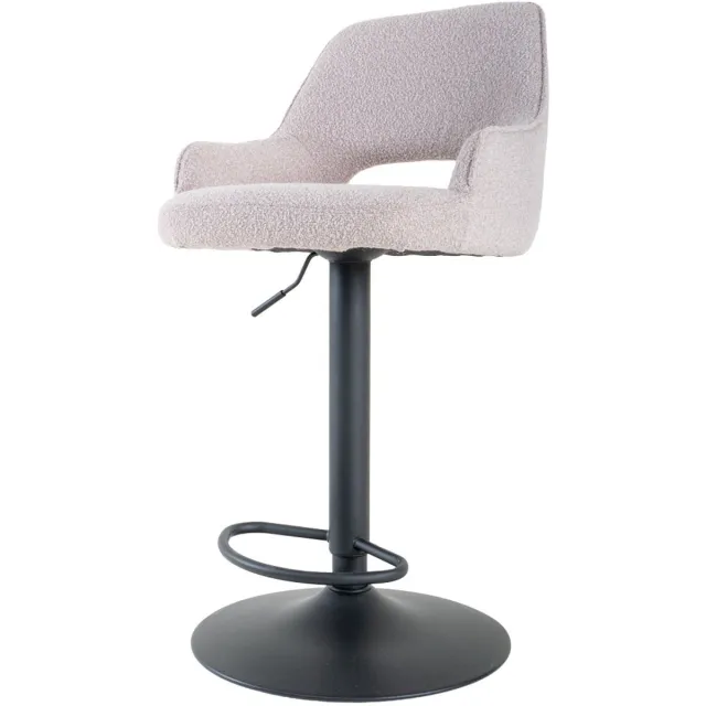 Home67 Barkruk Vivian - Bouclé - Naturel - Draaibare Design Barkruk in Velvet / Hotel Chique Stijl Beige