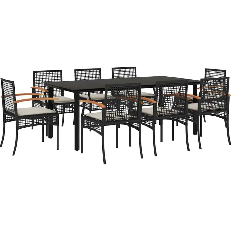 vidaXL 9-delige Tuinset poly rattan zwart, foto 3