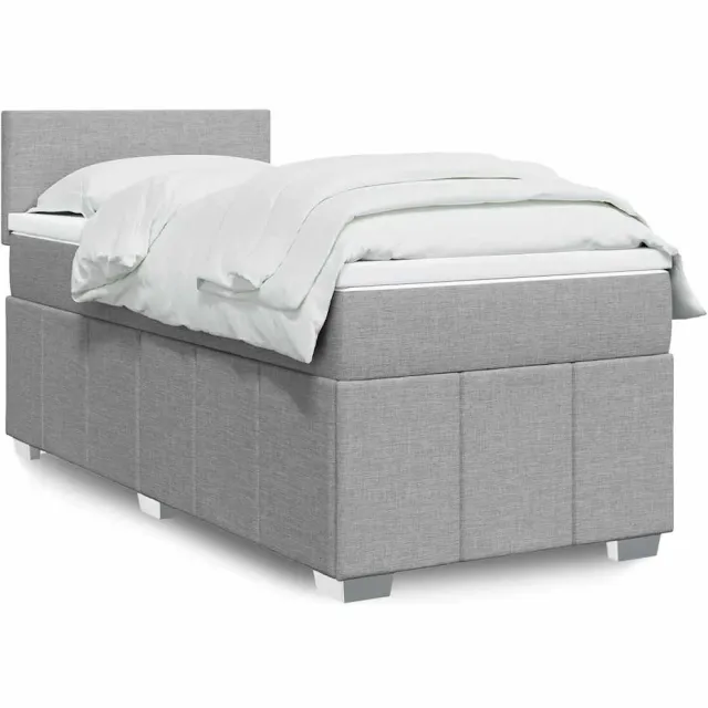 vidaXL Boxspring met matras stof lichtgrijs 80x200 cm grijs