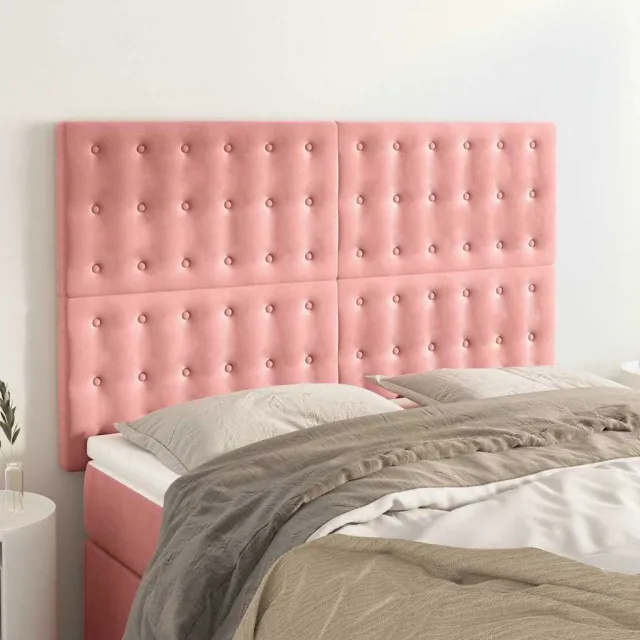 vidaXL Hoofdbord roze 144x5x118/128 cm fluweel