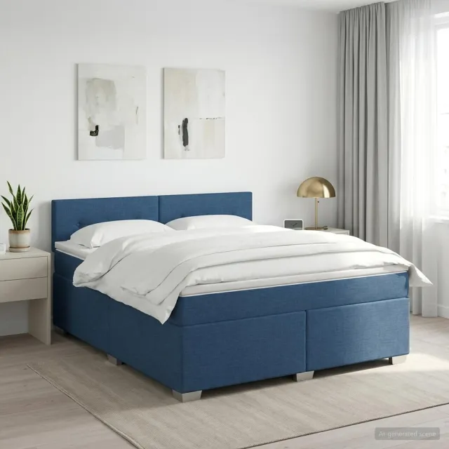 vidaXL Boxspringbed met matras met hoofdeinde Blauw 160 x 200 cm Stof