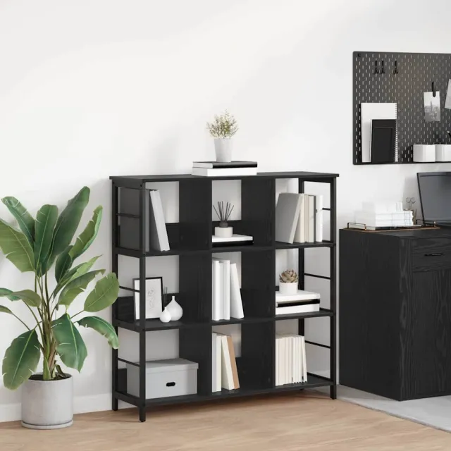 vidaXL Boekenkast 9-laags 102 x 32 x 104,5 cm Bewerkt hout Zwart Eiken, foto 2