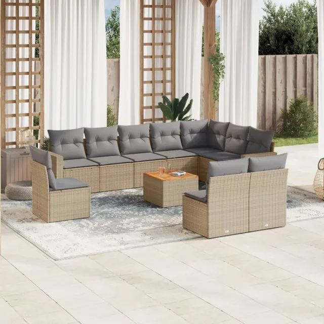 vidaXL Patio Sofa Set 11-zits Mix Beige en Lichtgrijs, foto 2