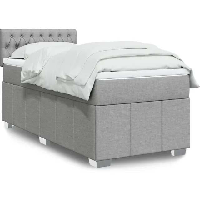 vidaXL Boxspring met matras stof lichtgrijs 90x200 cm grijs