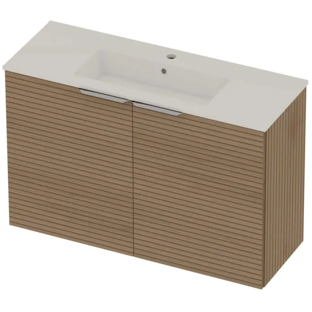 Basic-Line Tiny 36 Badmeubelset Porselein 1 Kraangat 100x36x67 cm Lamello Oak Glans Wit