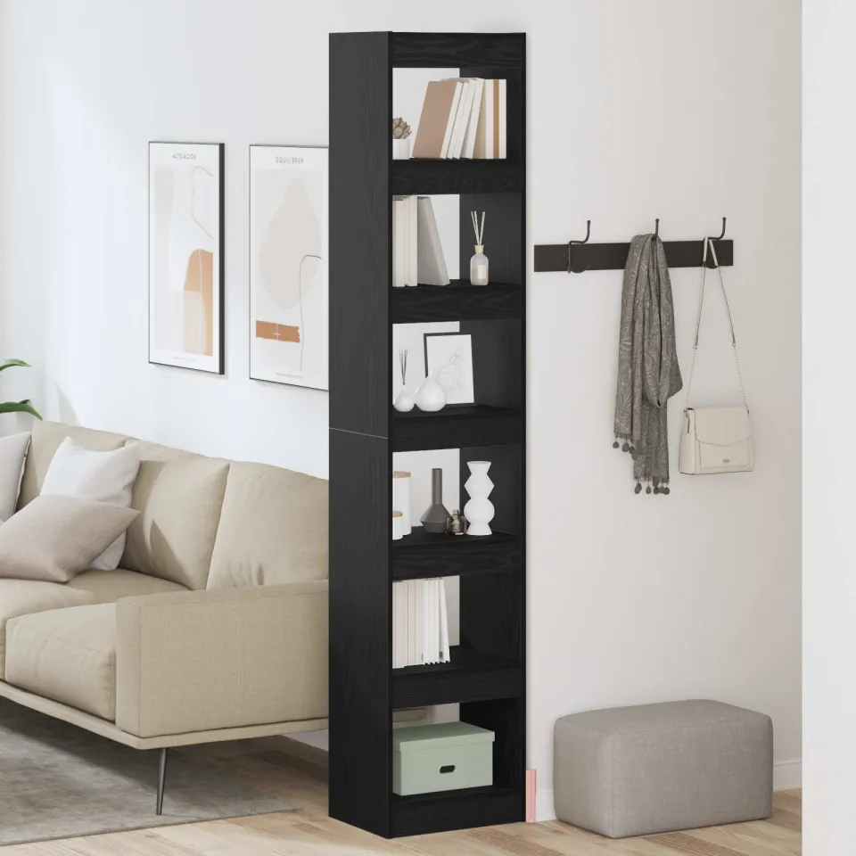 vidaXL Boekenkast 6-laags 40 x 30 x 198 cm Bewerkt hout Zwart Eiken, foto 3