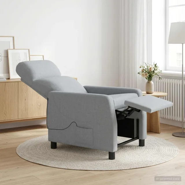 vidaXL Massage Recliner Lichtgrijs Stof