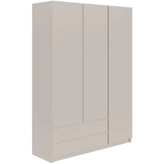 Selsey Bemmi – Kledingkast met 3 deuren en 2 lades, kasjmiergrijs, 150 cm