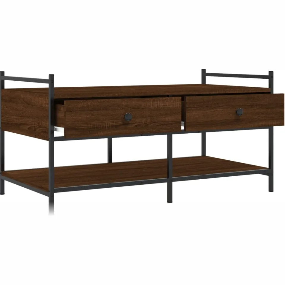 vidaXL Salontafel 99x50x50 cm bewerkt hout bruin eikenkleur