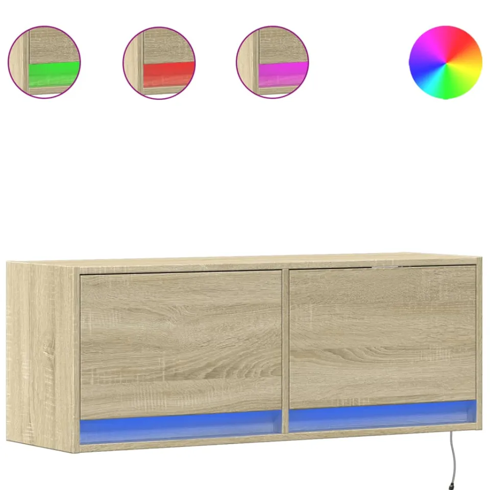 vidaXL Tv-wandmeubel met LED-verlichting 100x31x35 cm sonoma eiken, foto 3