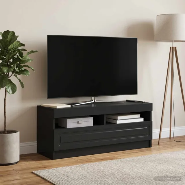 vidaXL LED tv-meubel Zwart Bewerkt hout