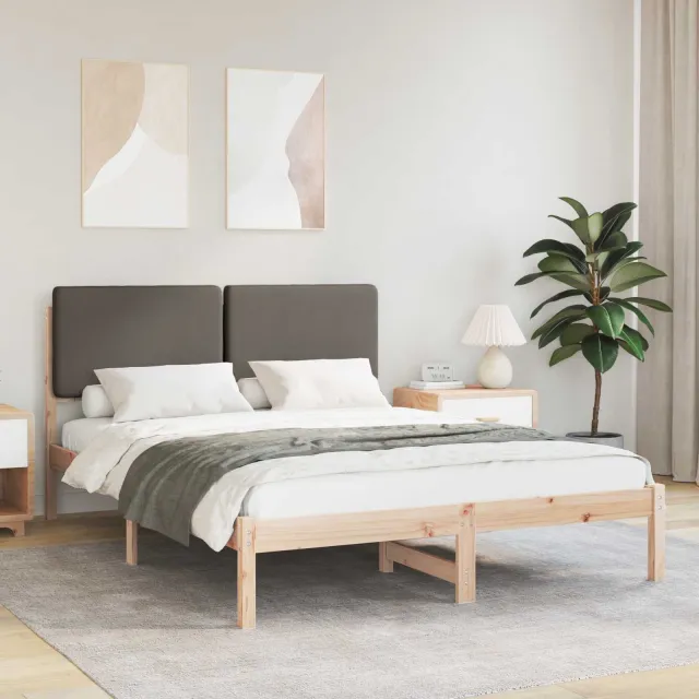 vidaXL Bedframe met Gevoerd Hoofdgedeelte Taupe 150 x 200 cm