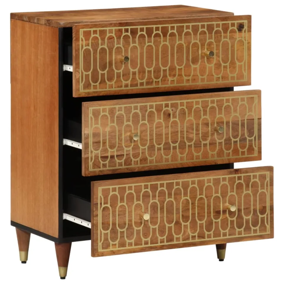 vidaXL Bijzetkasten 2 st 60x33x75 cm massief mangohout bruin, foto 3