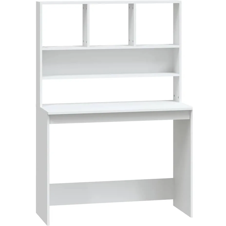 vidaXL Bureau met schappen 102x45x148 cm bewerkt hout wit