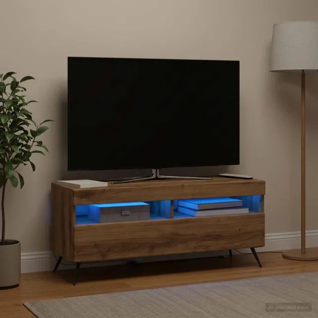 vidaXL LED tv-meubel Artisanaal eiken Bewerkt hout Bruin
