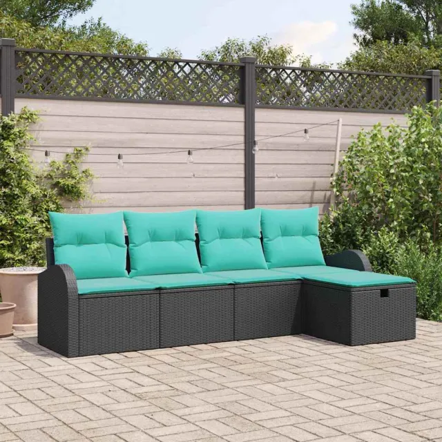 vidaXL Tuin Sofa Set 5 st Zwart poly rattan, foto 2