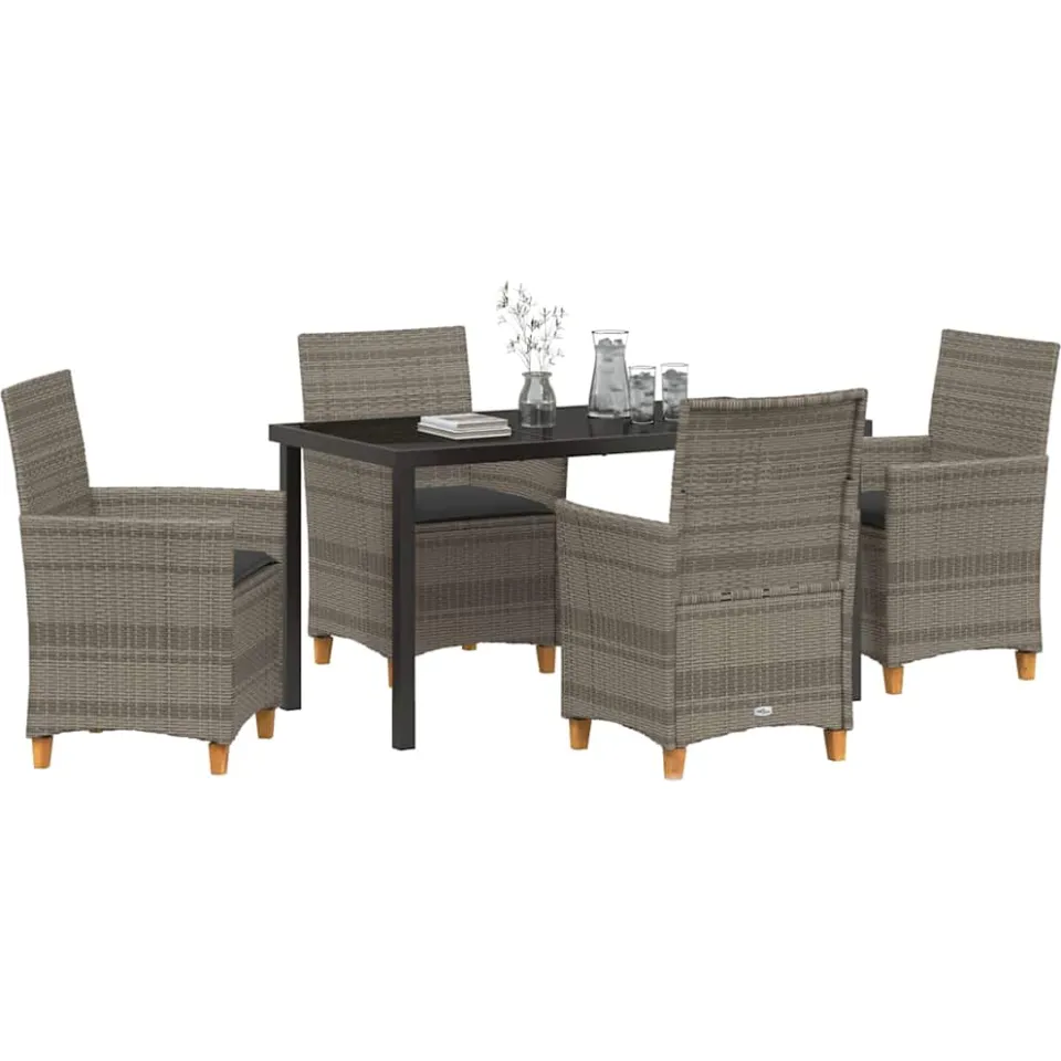 vidaXL Tuin eettafelset 5 st Grijs poly rattan