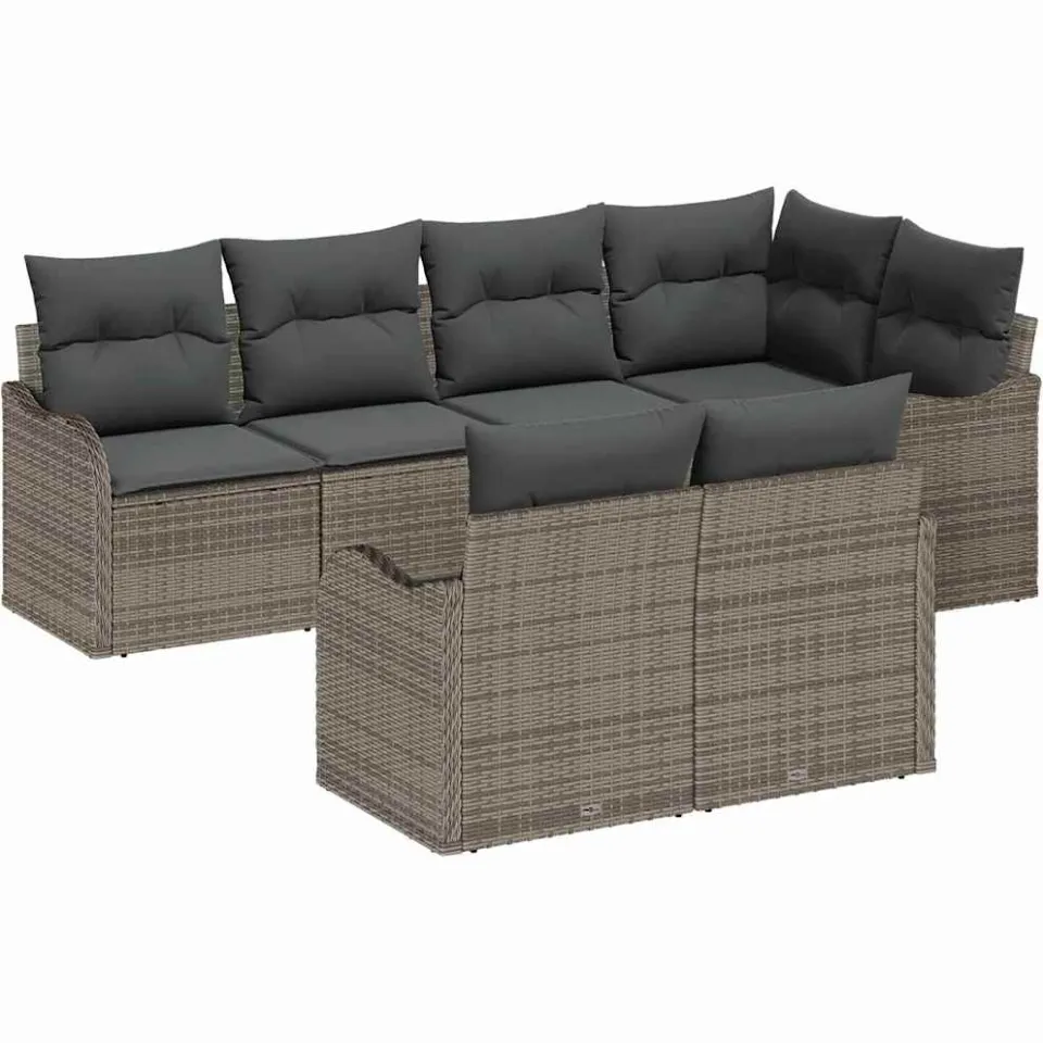 vidaXL Tuin Sofa Set 7 st Grijs Poly riet